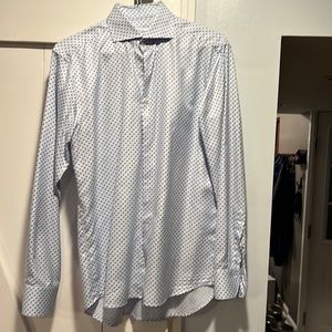 Stenstroms blue polka dot dress shirt